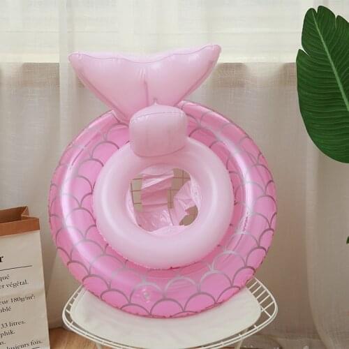 Net red pink mermaid childrens seat swimming ring cute baby inflatable thickened toddler swimming ring