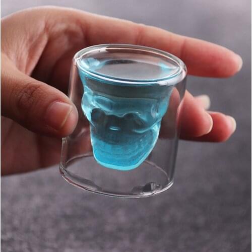Double Layers Shot Transparent Crystal 4 Sizes Skull glass Head Glass For Whiskey Wine Vodka Bar Club beer