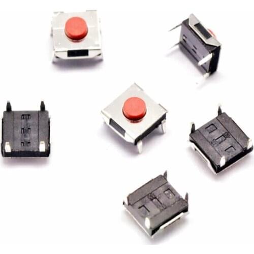 50Pcs 6*6*3.1MM 6*6*3.1H Tact Switch Vertical 4Pins red head 6x6x3.1mm DIP-4