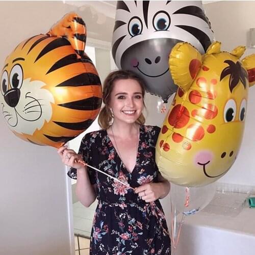 1pcs Big Size Cartoon Animal Head Foil Balloon Baby Shower Decor Wedding Birthday Party Decorations Air Ball Kids Toys globos