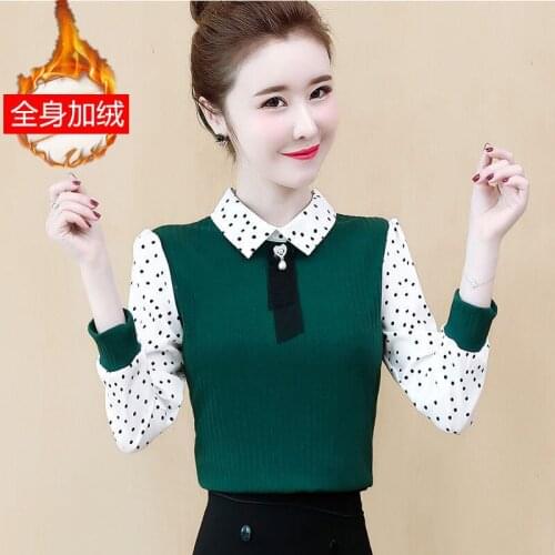 Autumn Chiffon Shirt Womens Long-Sleeved Fake Two-Piece Top Blouse Women Blusas Ropa De Mujer