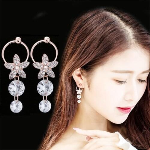 MZC New Crystal Long Flower Zircon Drop Big Earrings for women Dangle Earrings Pendientes Fashion Jewelry oorbellen kolczyki