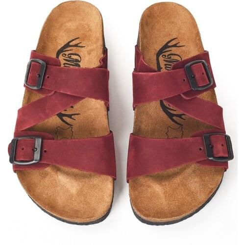 Moosefield Genuine Leather Burgundy Women 'S Slippers