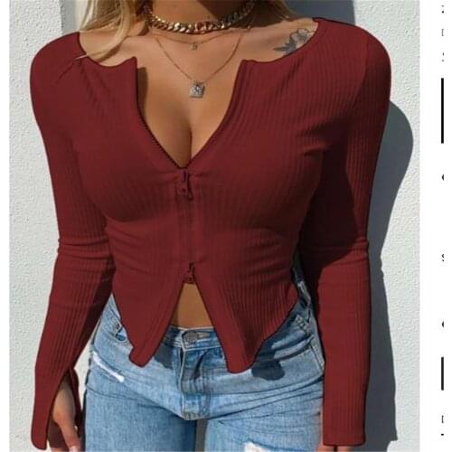 Woman Autumn Elegant Sexy Knit Crop Top Solid Double Zipper Short Slim Windbreaker Women Clothing Mujer Chaqueta Femme Veste