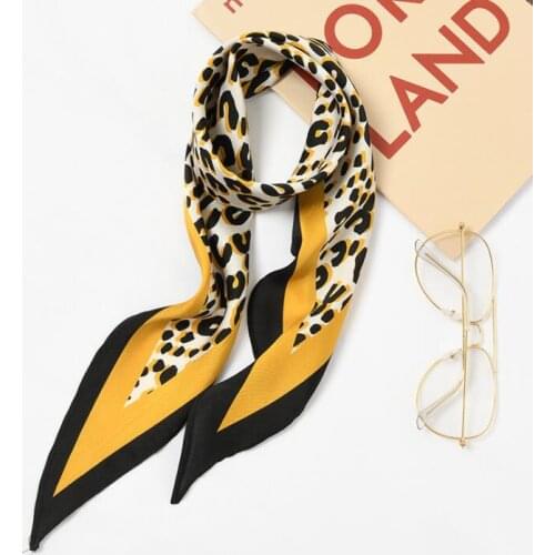 Yishine 32x115cm Women Multifunction Polyester Silk Scarf Sexy Leopard Prints Summer Satin Long Wraps Scarves Shawl for Girls