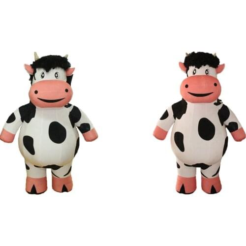 1.9M Halloween Inflatable Milk Cow Mascot Costume Suit Cosplay Party Game Advertising Onesies For Adults Santa Claus Dress New