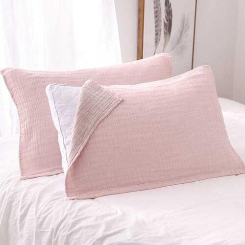 2 Packs for Dormitory Bedroom Hotel Pillowcase Couple Pillow Towel Cotton Gauze Four-layer Pillowcase for All Seasons
