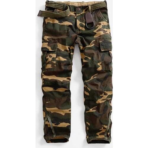 2021 New Camouflage Cargo Pants Men Casual Harem Pants Zipper Leg Opening Cotton Trousers Military Army Style Tactical Pants