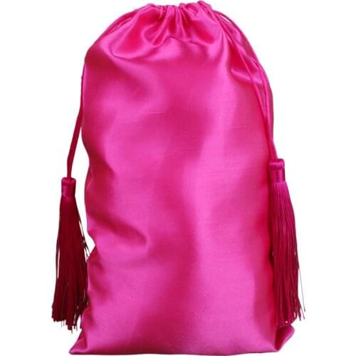 28X40cm Virgin hair extension wig packaging satin silk bags with Luxury tassel,wholesle shoe gift favor shipping packing bags