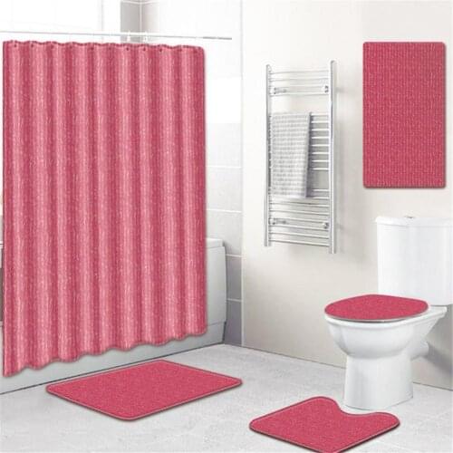5pcs/set Non-slip Floor Cover Bathroom Decorative Mat Pad Shower Curtain Set
