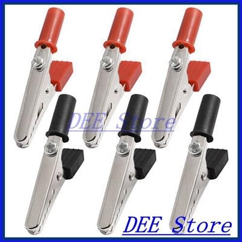 6x Insulating Plastic Handle Test Lead Alligator Clips Clamps 50mm