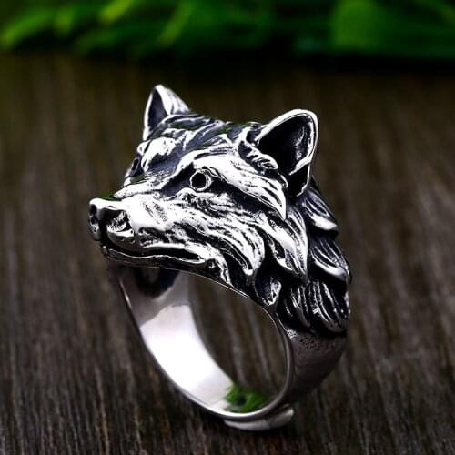 Beier 316L Stainless Steel nose viking Amulet wolf head animal Man ring Odinfor scandinavian wholesale fashion jewelry LR702