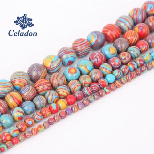 Strand 15'' Synthetic Stone Beads For Jewelry Making Multicolor Malachite Chalcedon Beads DIY Bracelet Necklace 4/6/8/10/12mm