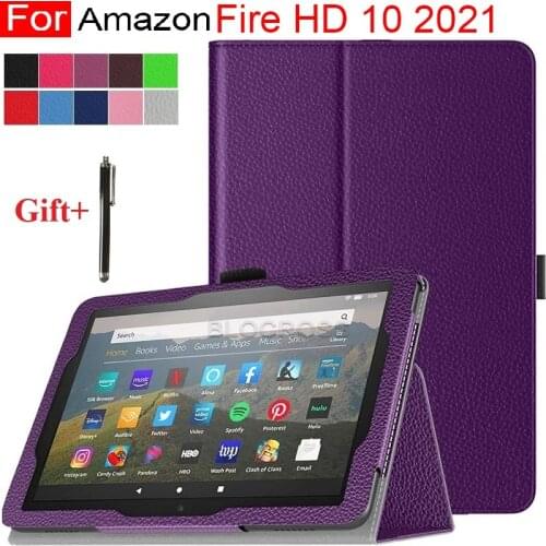 Case for Fire HD 10 2021 Tablet Slim Lightweight Folding Shell Smart Magnet for 11th Generation Tablet Wake Sleep Flip with Pen