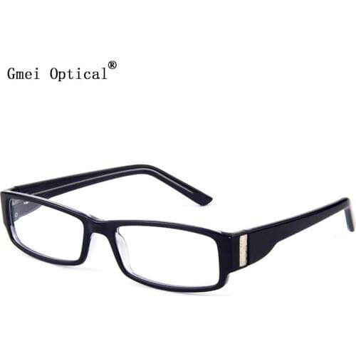 Gmei Optical Stylish Plastic Rectangular Men Full Rim Glasses Frames Black Hypoallergenic Womens Eyeglasses Frame T8011