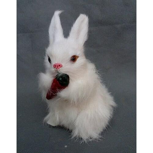 Simulation cute white rabbit 11x8x16cm toy model polyethylene&furs rabbit model home decoration props ,model gift d225
