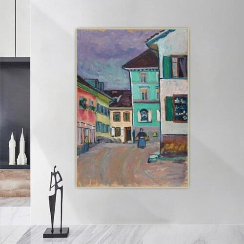 Canvas Oil Painting Wassily Kandinsky"Murnau, Top of the Johannisstrasse"Western Art Decor Poster Aesthetic Home Decor