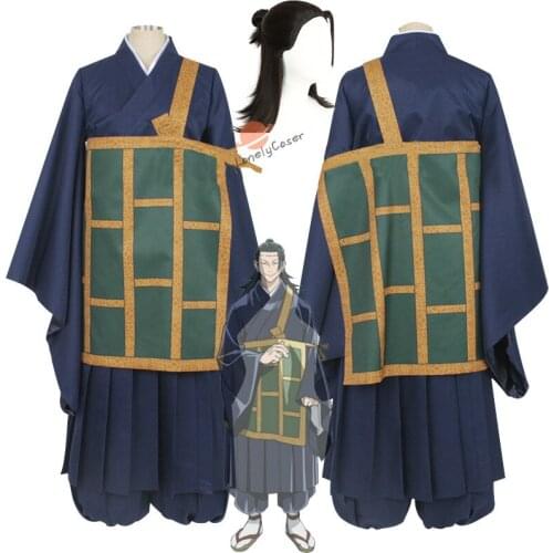 Anime Jujutsu Kaisen Getou Suguru Cosplay Costume Blue Black Suit Long Wig Japanese Kimono Halloween Christmas Party Outfits