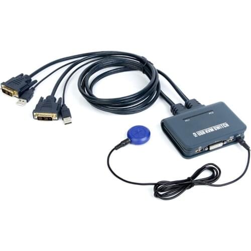USB DVI KVM Switcher 2X1 DVI Switch KVM selector box 2X1 with desktop controller(control 2 PC via 1 pair USB mouse&keyboard)