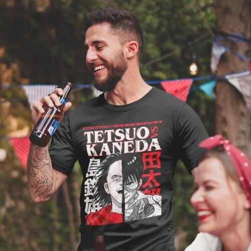 Akira T Shirt Casual Cotton Streetwear T-Shirt Short-Sleeve Printed Tee Shirt Oversize Mens