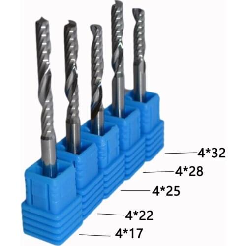 5pcs Set 4mm Solid Carbide single Flute Spiral Bit / Arcylic Tool A series