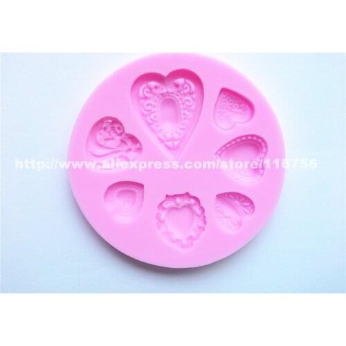 New! Free Shipping Delicate Hearts Shaped Silicone Mold Cake Decoration Fondant Cake 3D Food Grade Silicone Mould 143