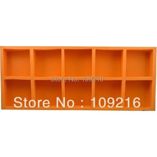 Wholesale!!!1pcs 10-Square Grid with Rectangular Block (R0407) Silicone Handmade Soap Mold Crafts DIY Mold
