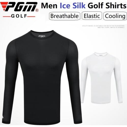 PGM 2020 Mens Golf Clothing Sun Protection Shirt Ice Silk Tights Long Sleeve T Shirt Anti-UV Training Underwear Shirts Golf Spo