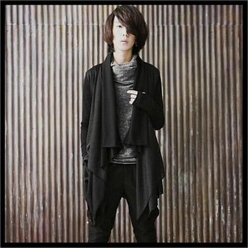 S-5xl 2020 New Non-mainstream Shirt Korean Men Sweater Loose Cloak Personality Draped Collar Long Sleeve Shirts Singer Costumes