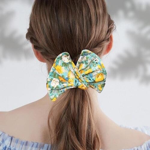 Hair Band Vintage Style Floral Print Fabric Fashion Hair Bands Women Summer Knotted Wire for Female
