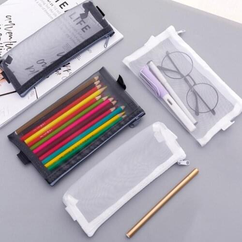 Transparent Pencil Bags Mesh Pen Case Holder Pencil Bag Students Stationery Storage Pouch material escolar чехол для карандашей