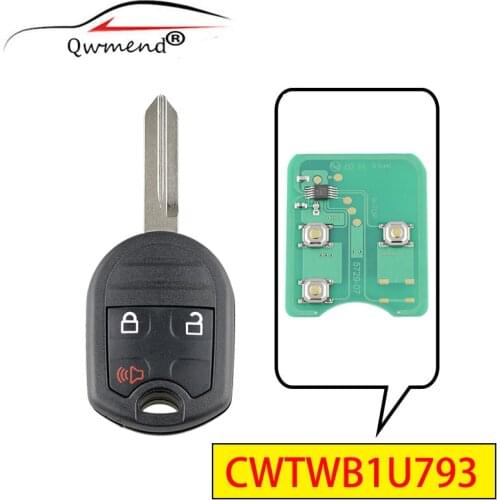 QWMEND CWTWB1U793 3 Buttons Smart Car Key for Ford Focus F150 250 350 Edge Escape Explorer Car Remote Key 315Mhz 4D63 Chip