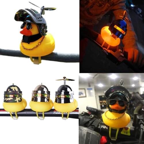 Rubber Duck Toy Car Ornaments Yellow Duck with Propeller Helmet Car Dashboard Decor Squeaking Glowing Duck Toys for Adults Kids