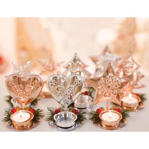 Christmas Candle Holders Red Pine Cone Splice Candlestick Desktop Decoration Year Craft Festival Party Supplies