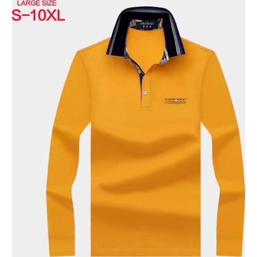 Mens Polo Shirt Long Sleeve Lapel New Paul Shirt Pocket Cotton T-shirt Loose Large Business Casual Mens Wear