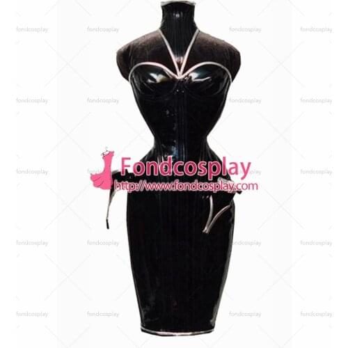 Sissy Maid O Dress Boned Gothic Vinyl Pvc Corset With Collar Club Cosplay Costume Tailor-made[CK1186]