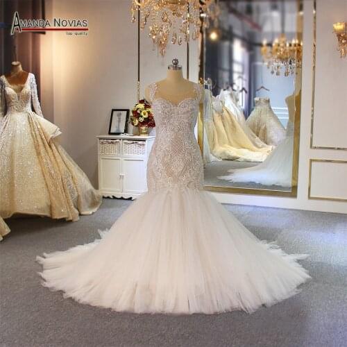 Amanda Novias mermaid wedding gown special lace beading bridal dress