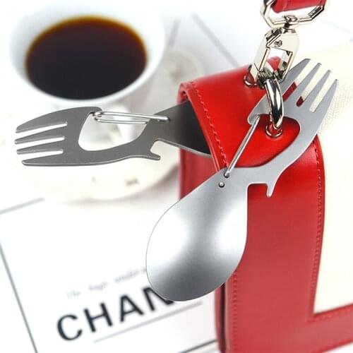 Titanium Camping Hiking Tableware Spork Fork Spoon Utensil Outdoor Picnic Gadget Outdoor Cooking
