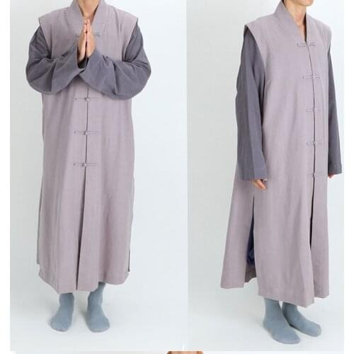 4 Colors Thick Cotton Buddhist Robe Long Vest Shaolin Monk Kung Fu Suit Martial Arts Custom Tailored Kung Fu Uniform Monk Robes