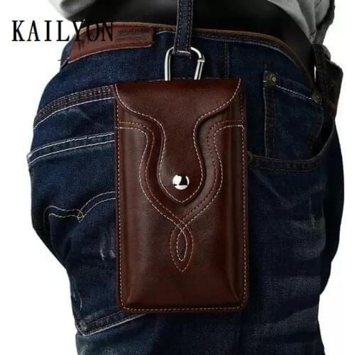 Universal Leather Waist Belt Clip Hook Loop Case Cover Bag Holster For Multi Smart Phone Smartphone Model Below 5.7 inch