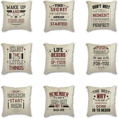 Vintage Throw Pillow Case 45x45 Typography Inspirational Quotes Letters Printed Nordic Decorative Cushion Cover Sofa Home Decor