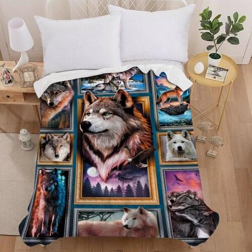 Wolf Fleece Blanket 3D Full Printed Wearable Blanket Adults Kids Sherpa Blanket Home Accessories Drop Shippng