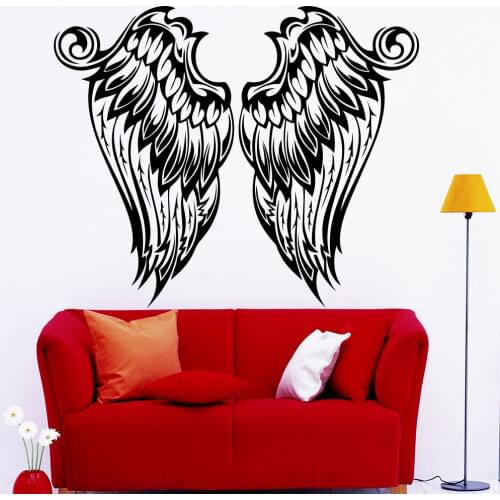 High Quality Beautiful Angel Wings Wall Stickers For Kids Nursery Wall Decal Vinyl Window Vintage Fashion Design Art MuralSYY293