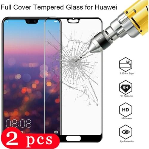 2Pcs 9H for huawei P40 pro plus lite E tempered glass P30 lite P20 pro phone screen protector protective film glass smartphone