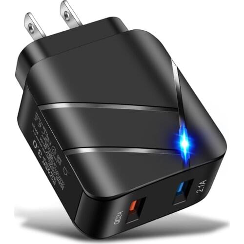 Dual USB Charger Wall Mobile Phone Chargers Adapter For Samsung iPhone 11Pro Xiaomi QC3.0 Fast Charging Charger Quick Charge 3.0