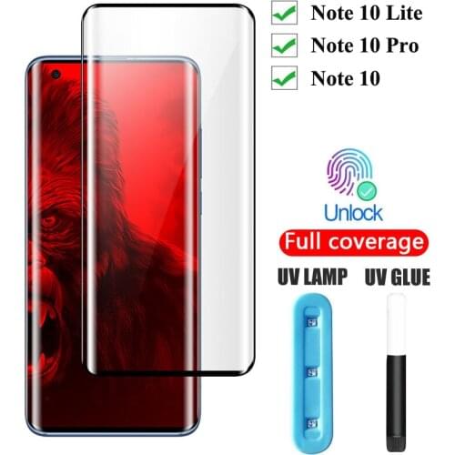 For Xiaomi Mi Note 10 proNote 10lite UV Full Glue Cover Screen Protector Film for Xiaomi Mi Note 10 full Tempered Glass Cover
