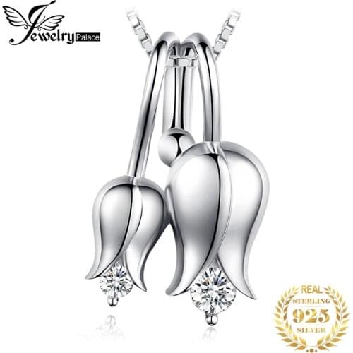 JewelryPalace Happiness Lily Flowers Cubic Zirconia 925 Sterling Silver Pendant Necklace Without Chain Fashion Jewelry
