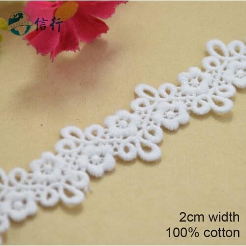 10yards 2cm Cotton embroid lace sewing ribbon guipure trims or fabric warp knitting DIY Garment Accessories free shipping#3616