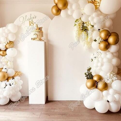 126pcs White Wedding Kid Birthday Party Background Baby Shower Golden Holidays Events Decoration Balloon Globos Garland Arch Kit
