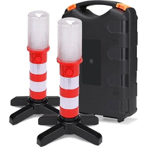 2PCS Road Security Flashing Strobe Light LED Portable lamp With 2 Stand For Traffic Warnings/Roadblocks/Camping/Hike